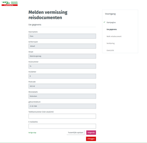 Scherm 1 - Mijn gegevens